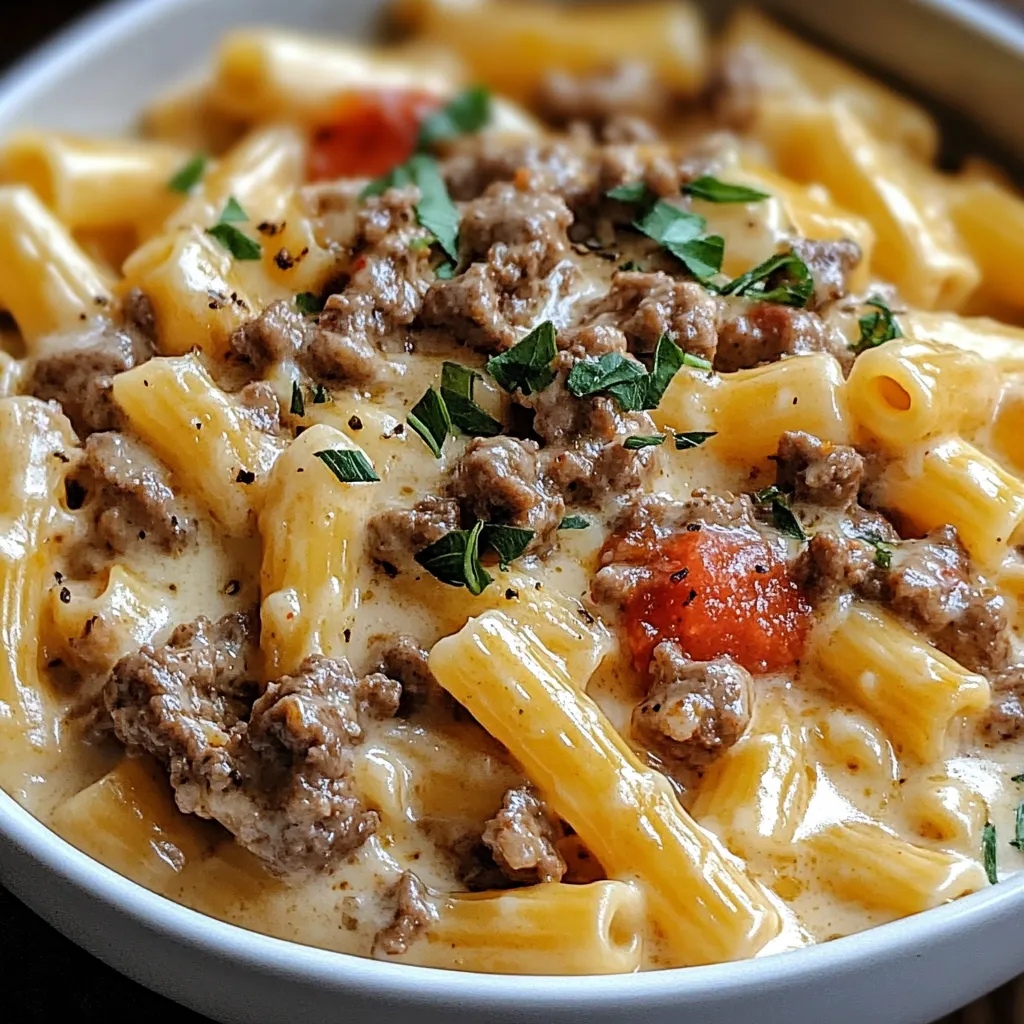 Creamy Rotel Pasta with Ground Beef