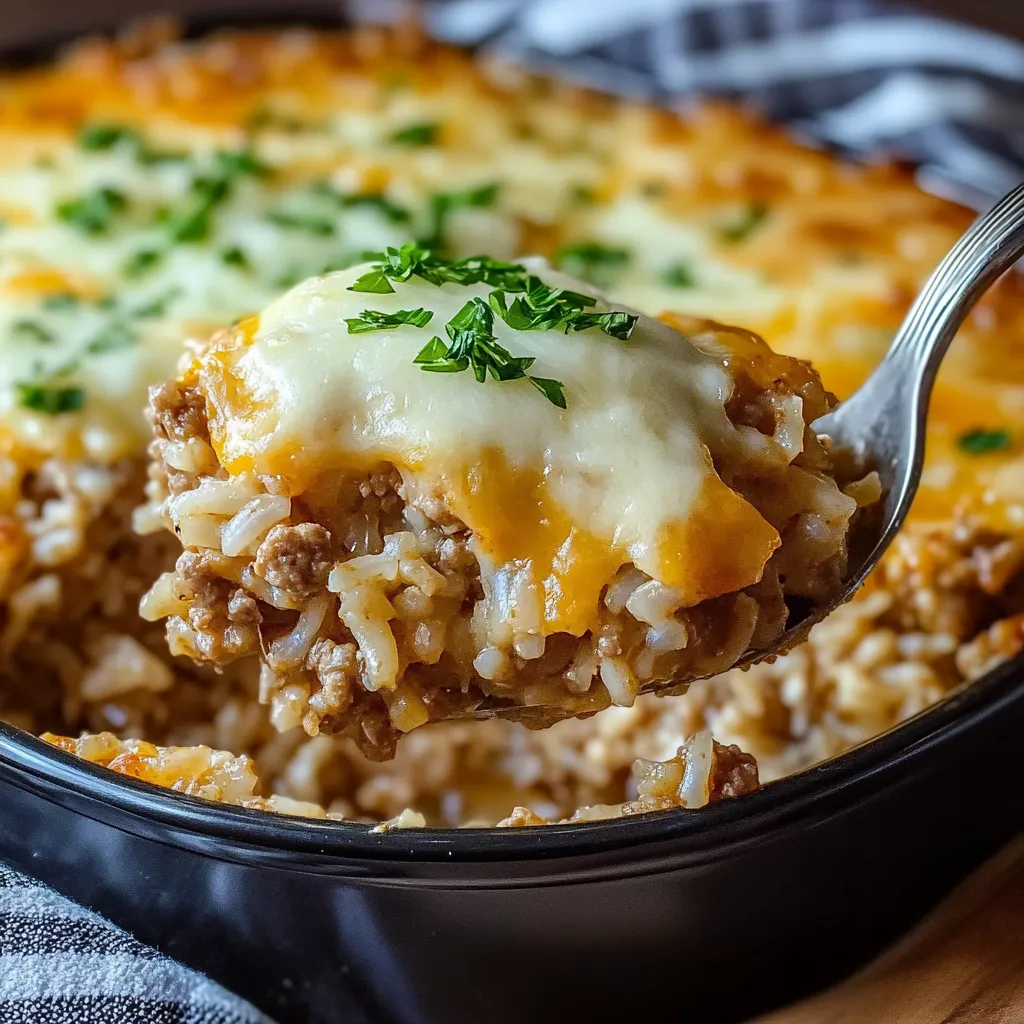 Easy French Onion Ground Beef and Rice Casserole