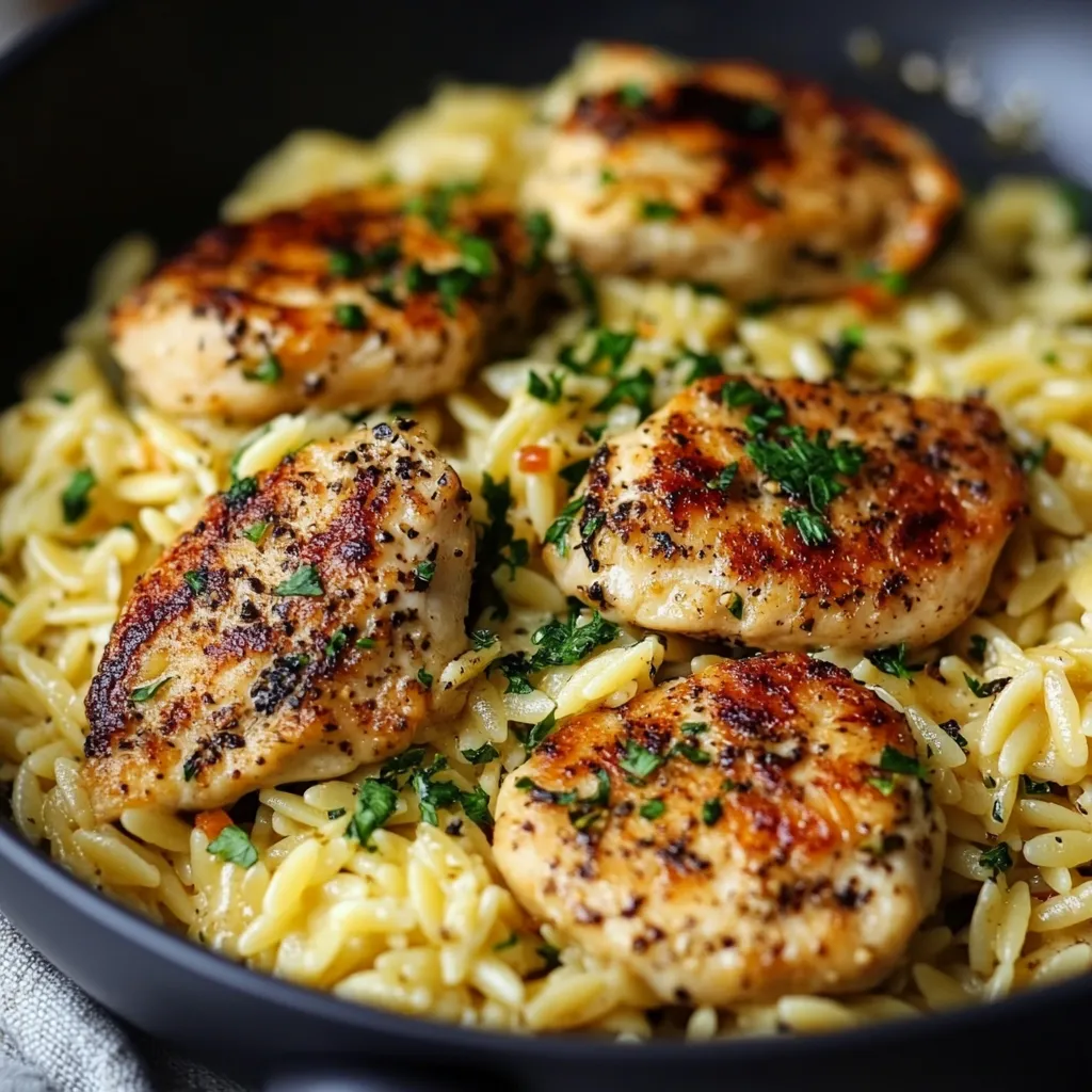 One-Pan Lemon Pepper Chicken & Broccoli Orzo