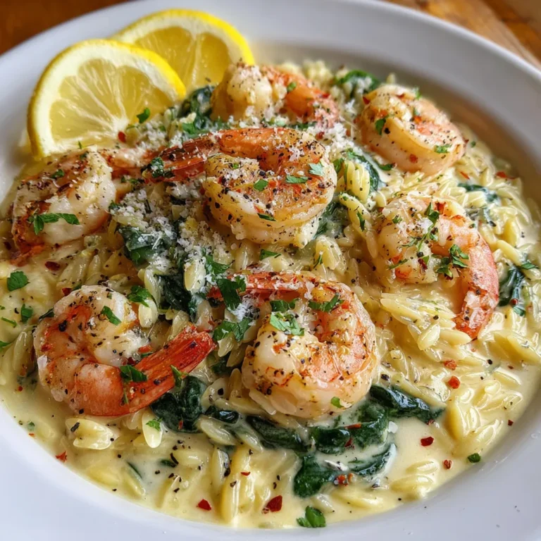 Creamy Lemon Garlic Shrimp Orzo
