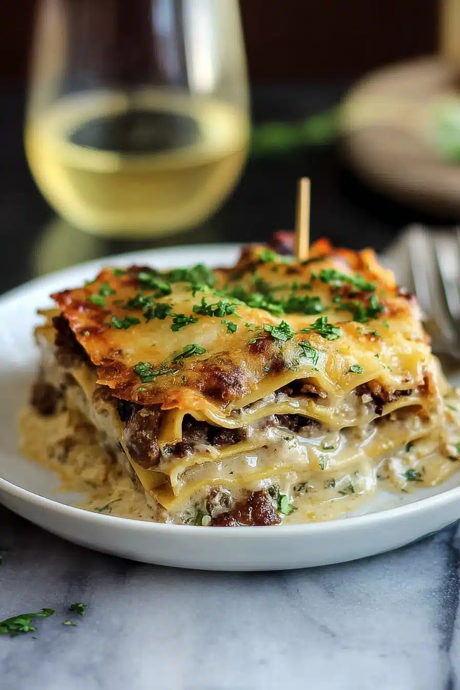Creamy Mushroom and Spinach Lasagna