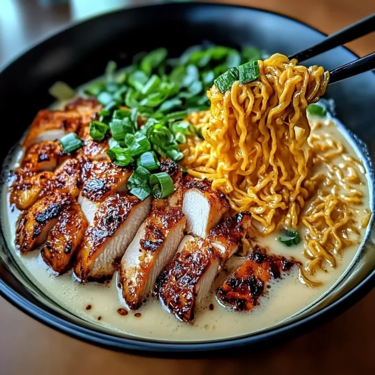 Fiery Chicken Ramen with Creamy Garlic Sauce