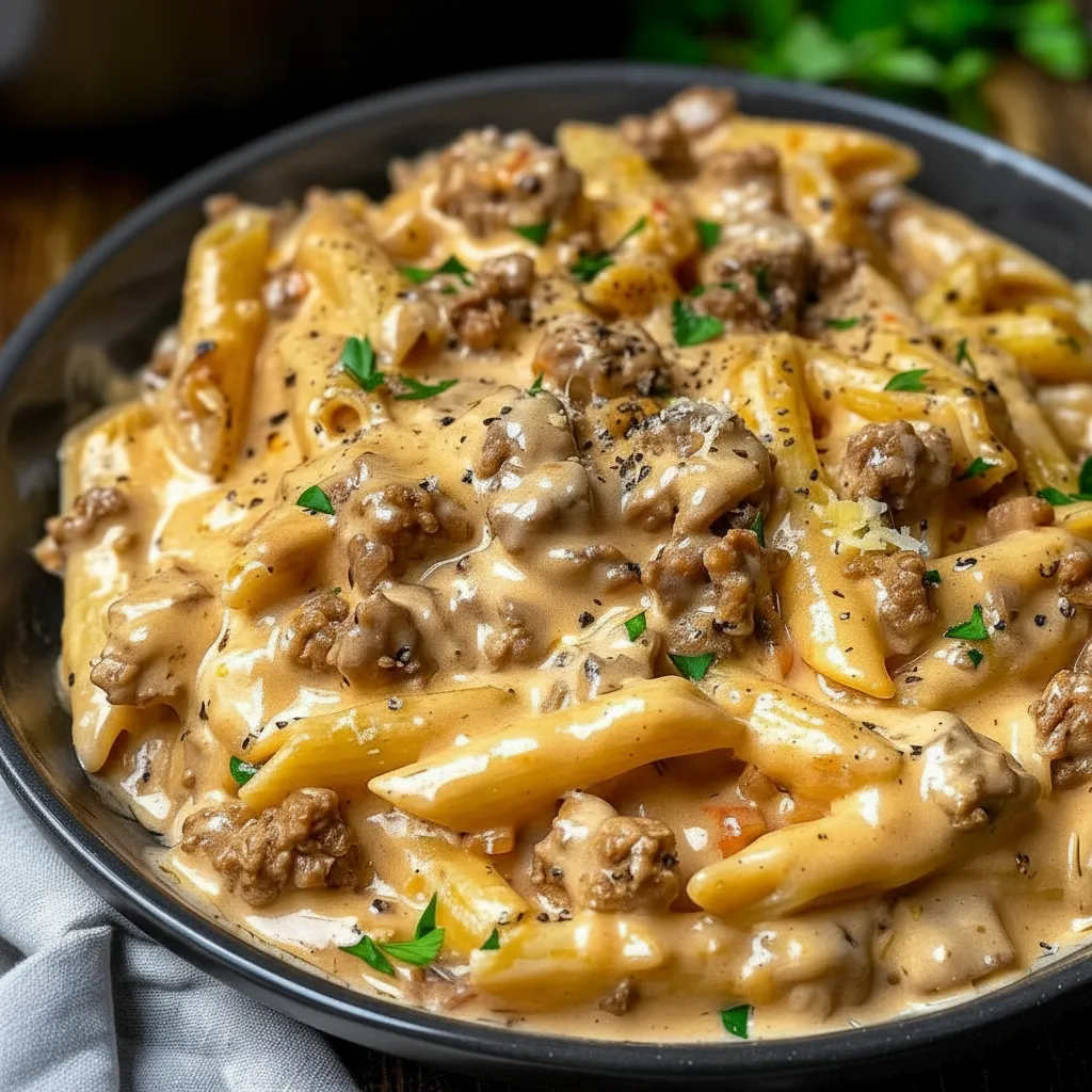 High Protein Creamy Beef Pasta Recipe