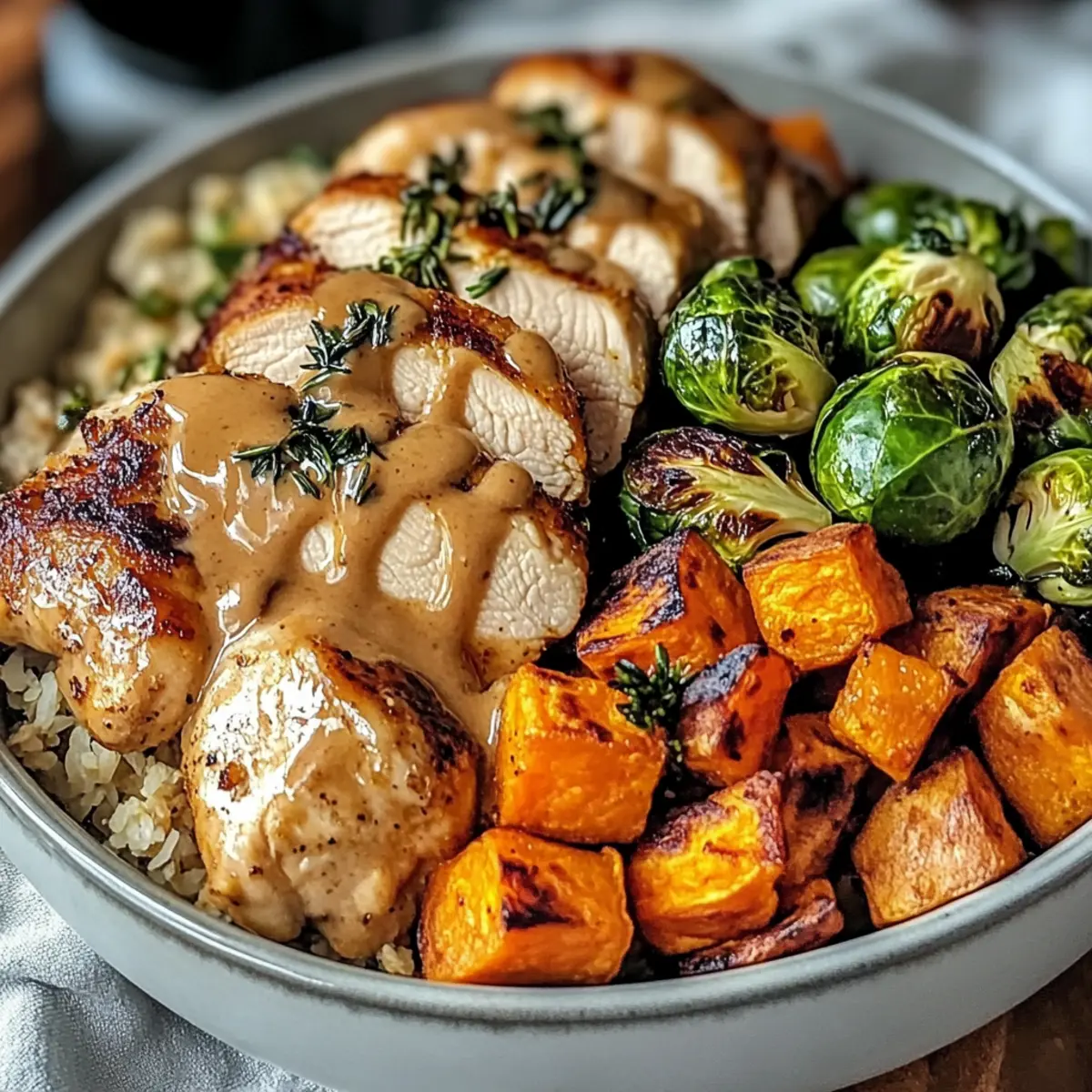 Maple Dijon Chicken & Sweet Potato Bowls
