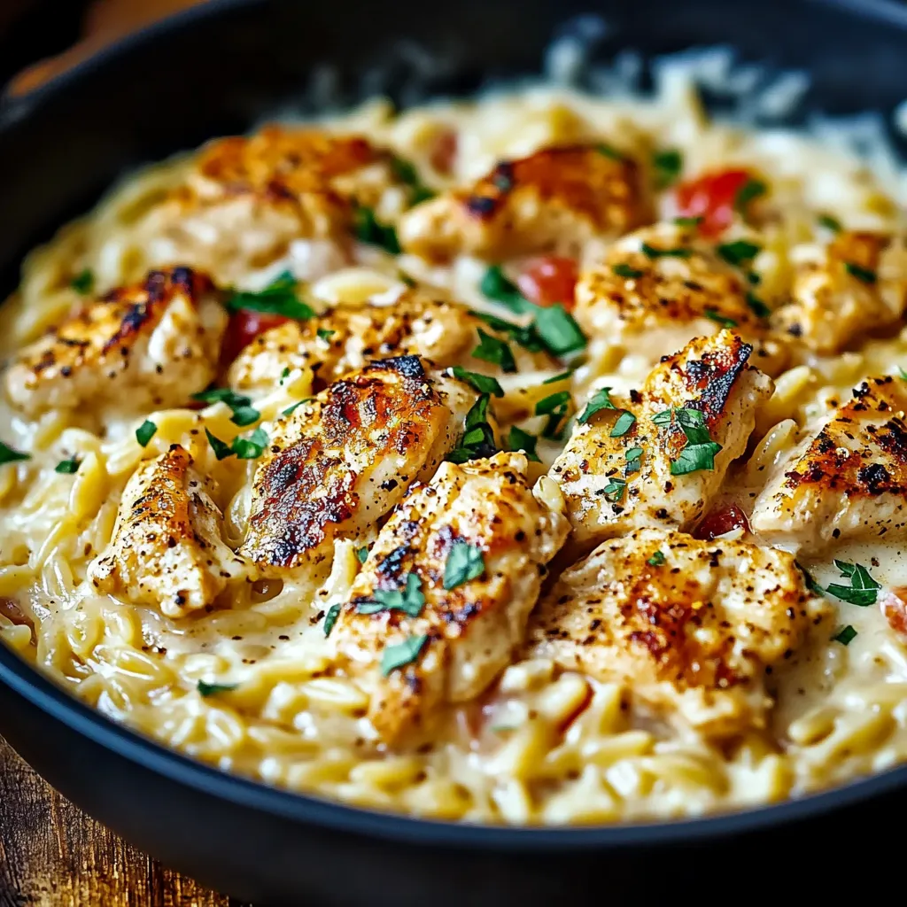 One-Pot Cajun Chicken Alfredo Orzo