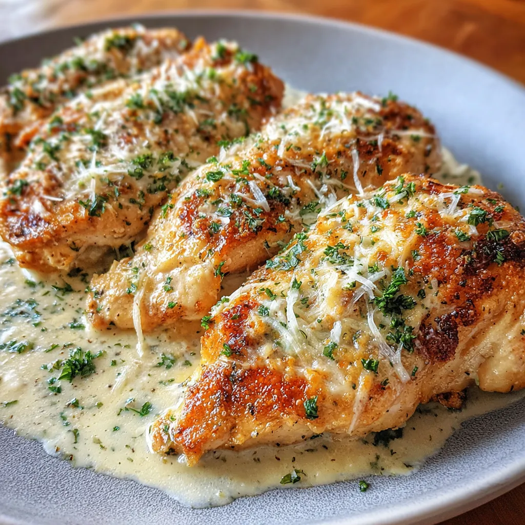 Baked Caesar Chicken with Creamy Parmesan Sauce