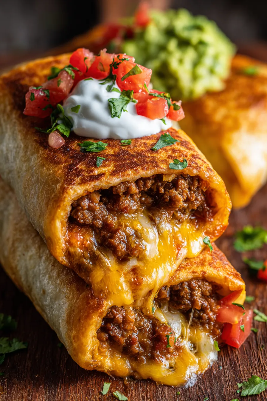 Crispy Beef and Cheese Chimichangas