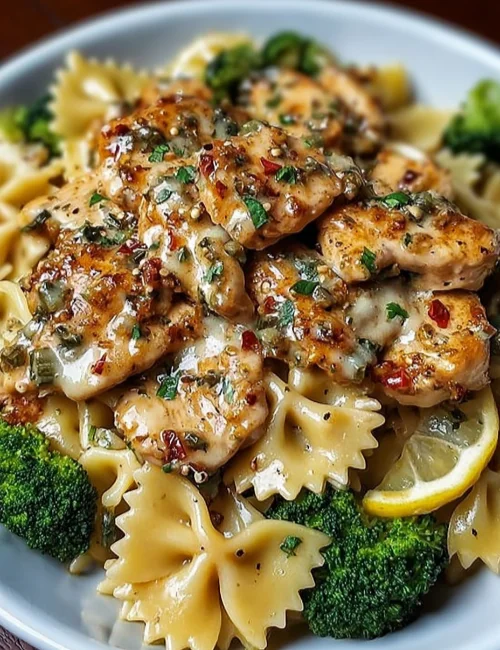 Cowboy Butter Lemon Bowtie Chicken with Broccoli