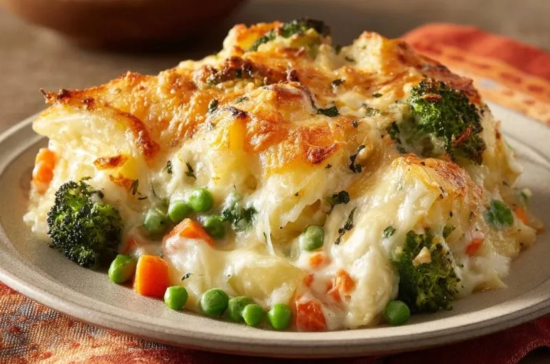 Creamy Cheesy Potato and Veggie Bake