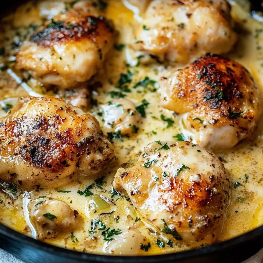 Creamy Oven Baked Chicken Thighs