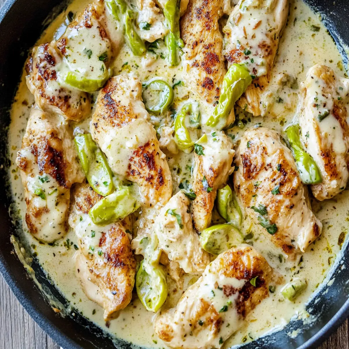 Creamy Pepperoncini Chicken Skillet