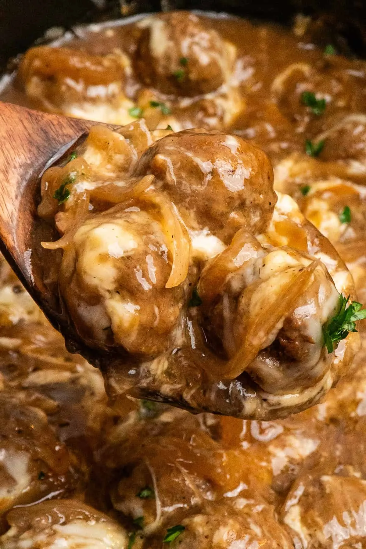 Slow Cooker French Onion Meatballs