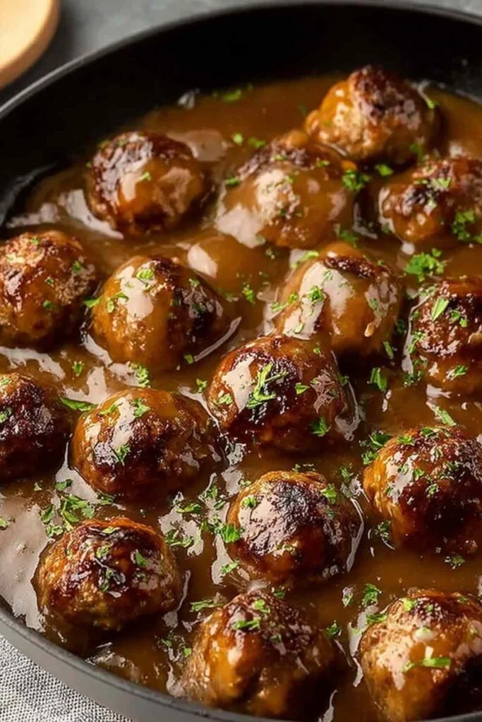 Ground Beef Meatballs and Gravy