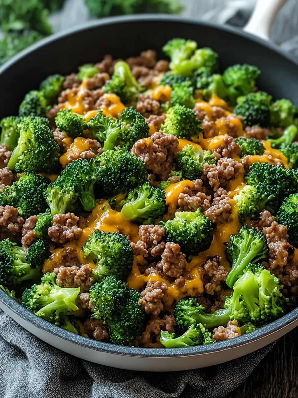 Creamy Keto Hamburger & Broccoli Skillet