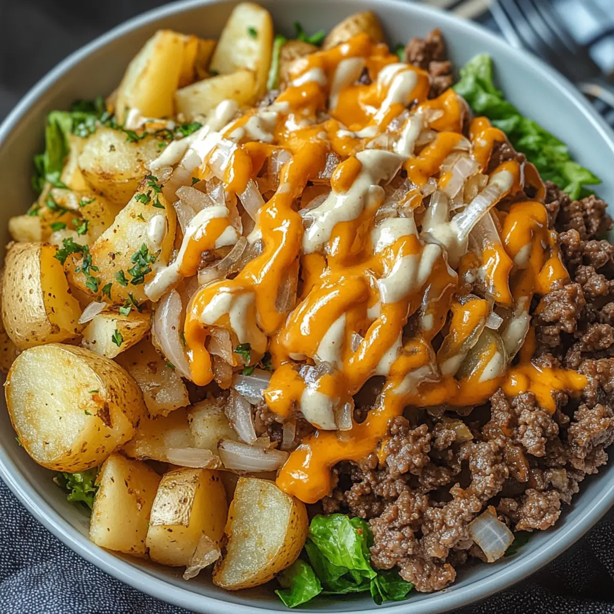 Loaded Smash Burger Bowls with Special Sauce