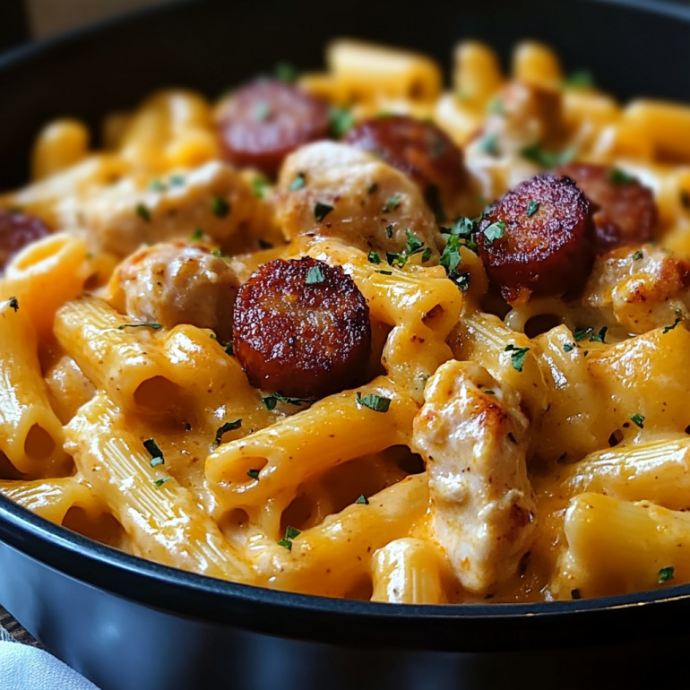 One-Pot Smoky Cheddar Ranch Chicken & Sausage Pasta