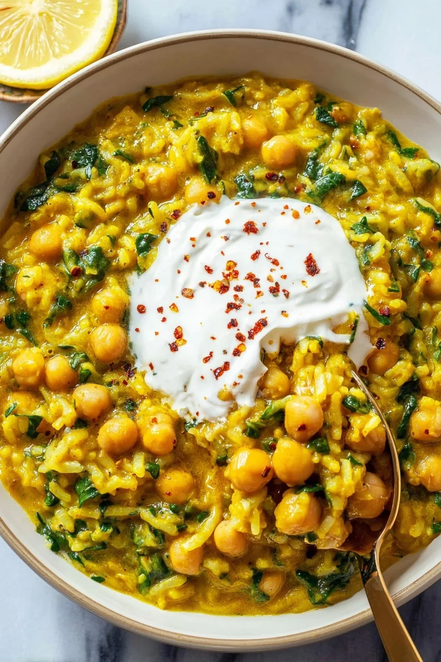 One-Pot Turmeric Chickpea and Spinach Rice