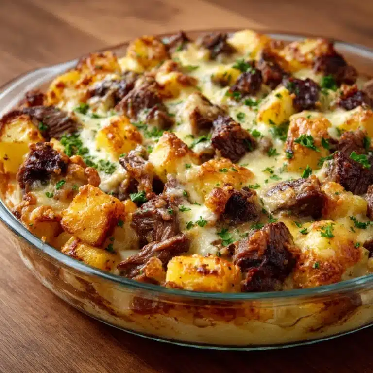 Hearty Cowboy Steak & Gold Potato Bake