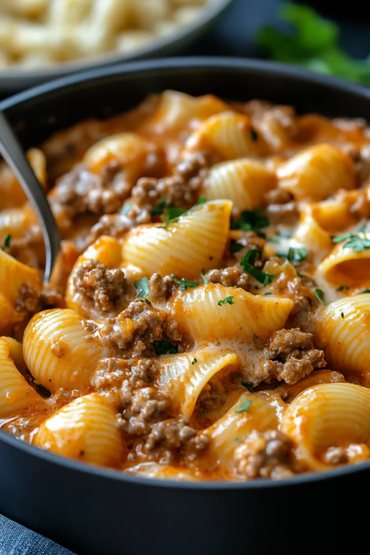 One-Pan Creamy Beef and Shells