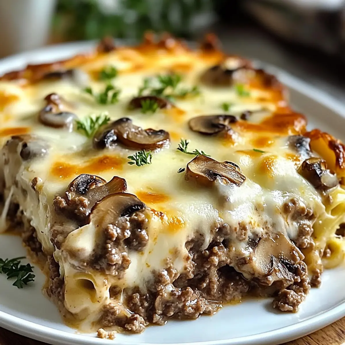 Creamy Mushroom and Ground Beef Casserole
