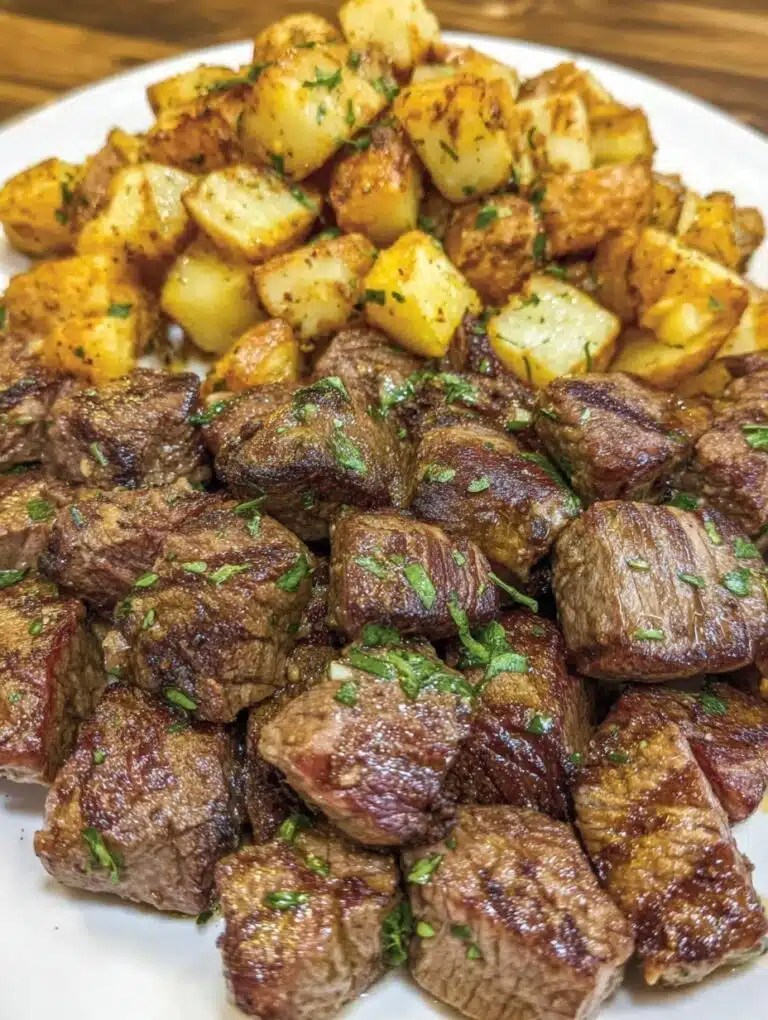 Garlic Butter Steak Bites and Potatoes