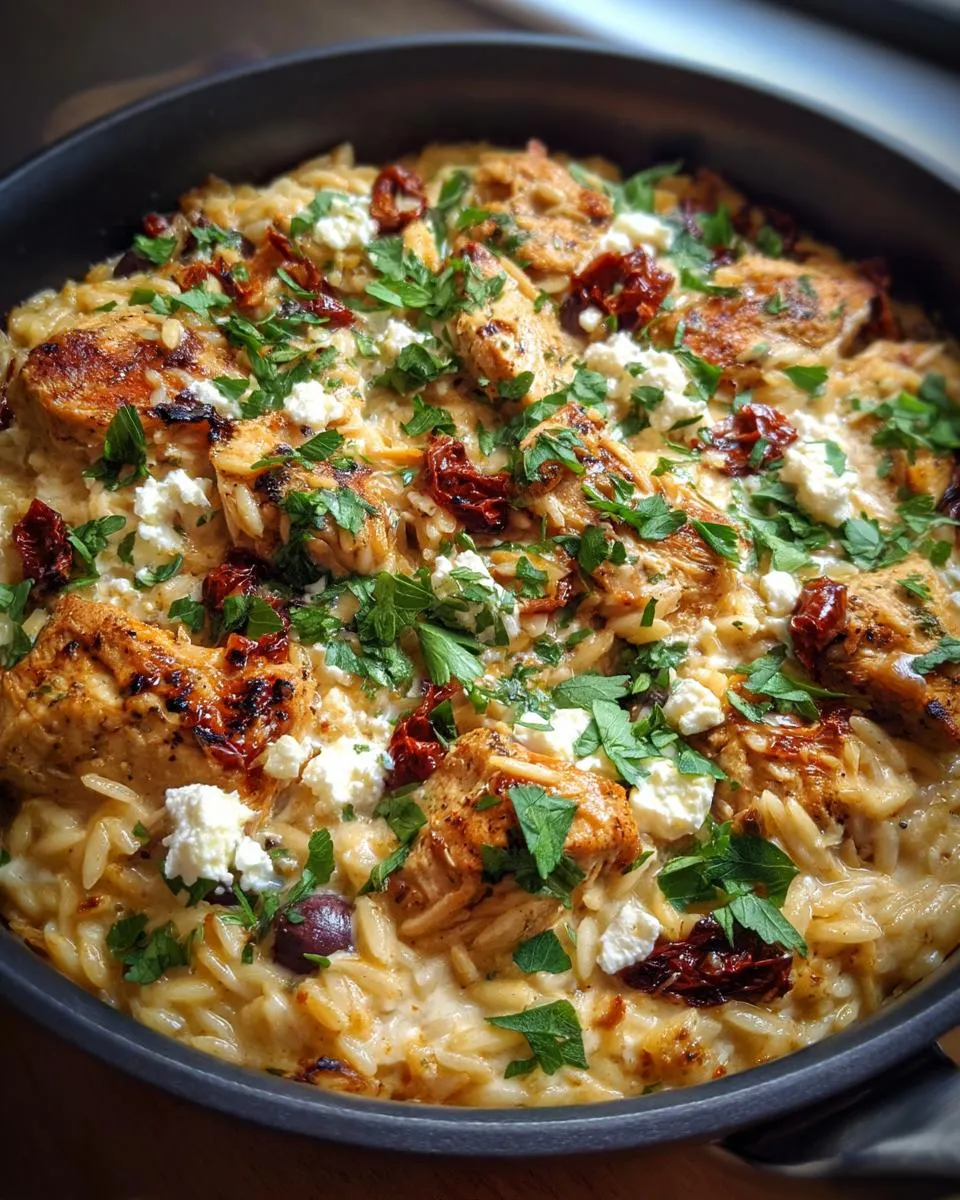 One-Pan Greek Chicken Orzo Bake