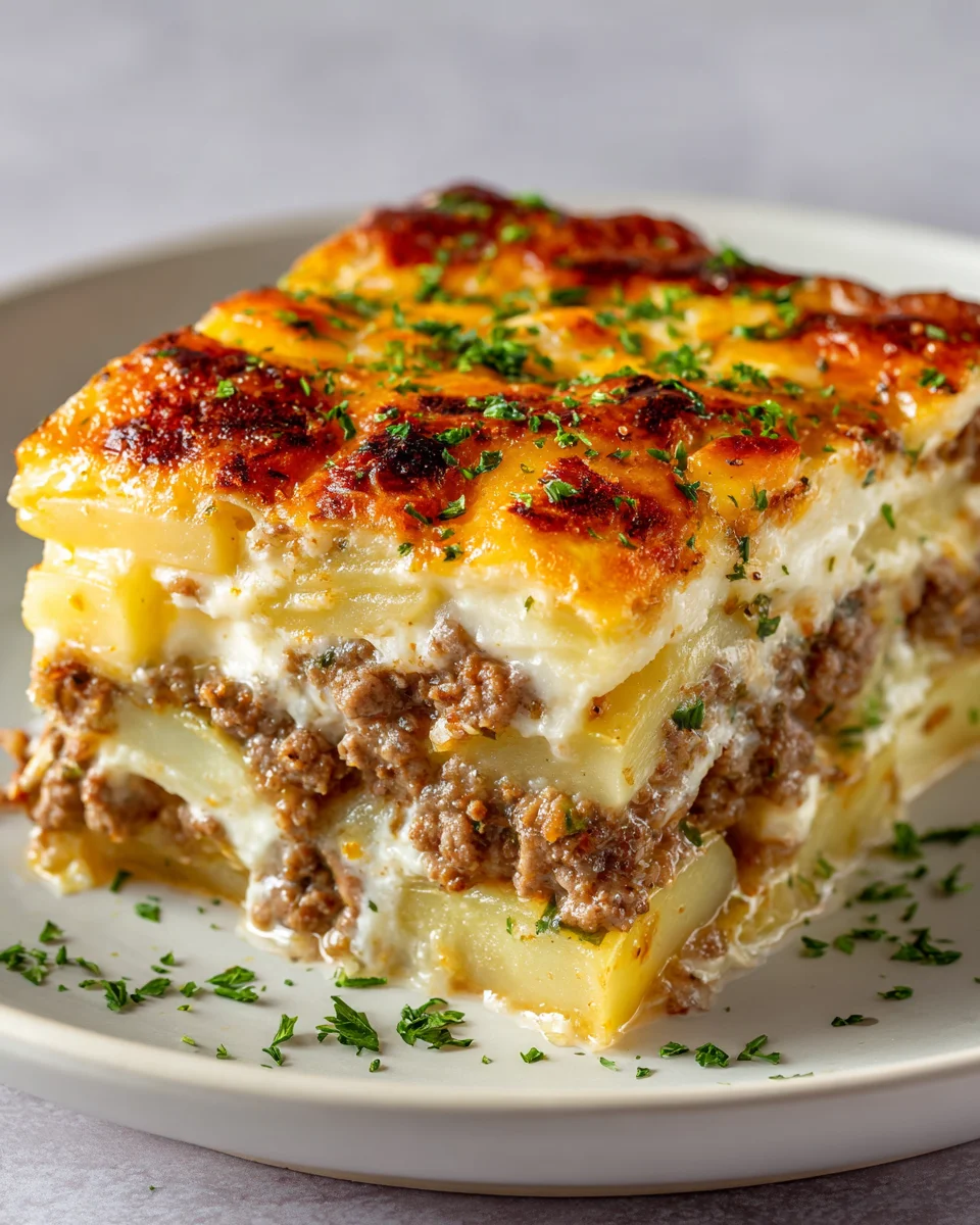 Creamy Cheesy Ground Beef and Potato Casserole