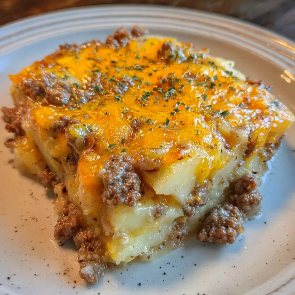 5-Ingredient Cheesy Hamburger Potato Casserole