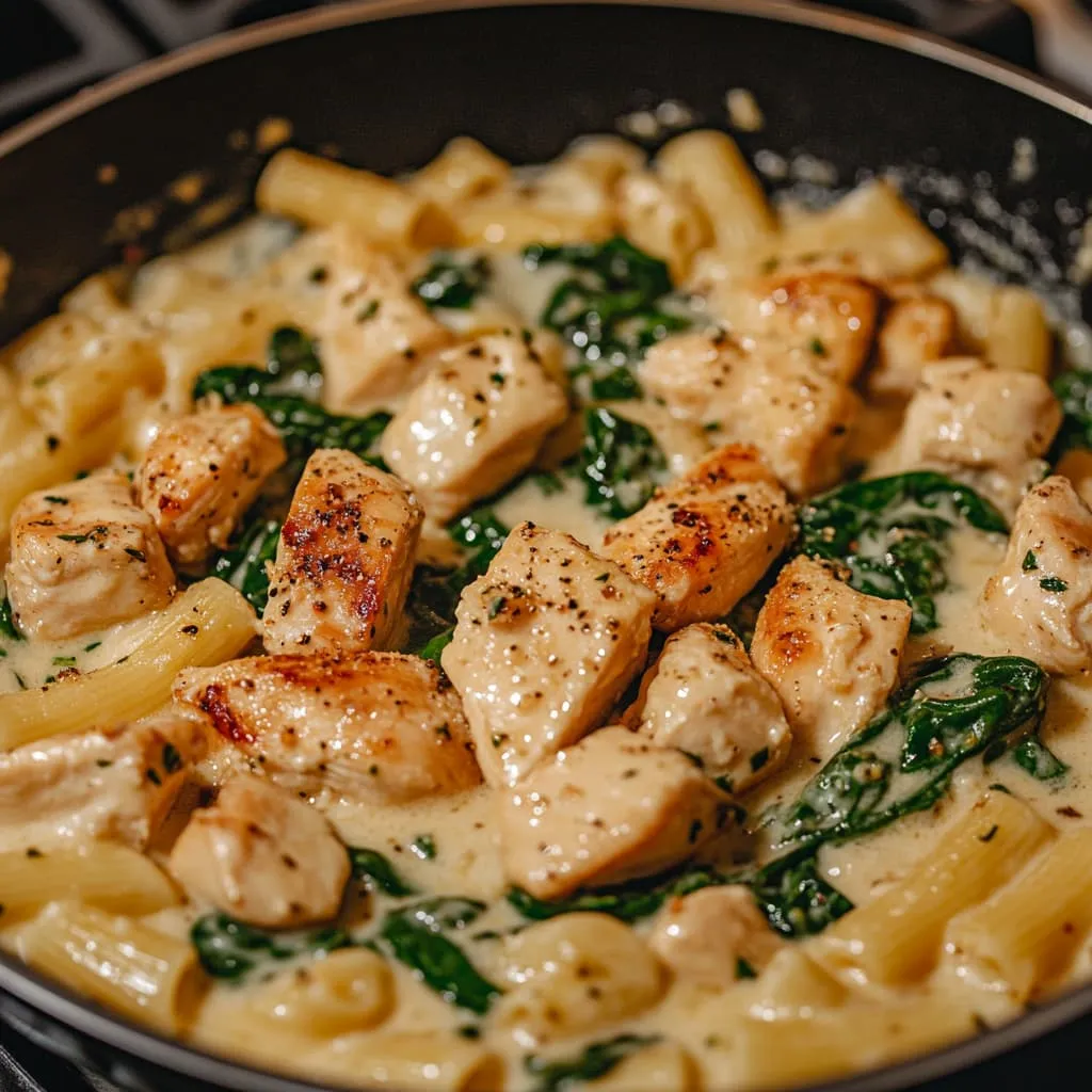 Lighter Garlic Parmesan Chicken & Penne