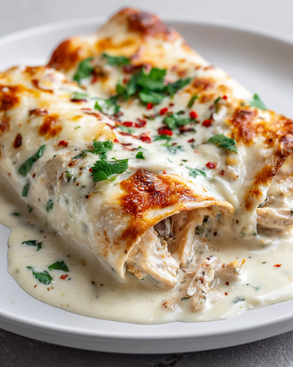 Creamy Dreamy High Protein Chicken Enchiladas