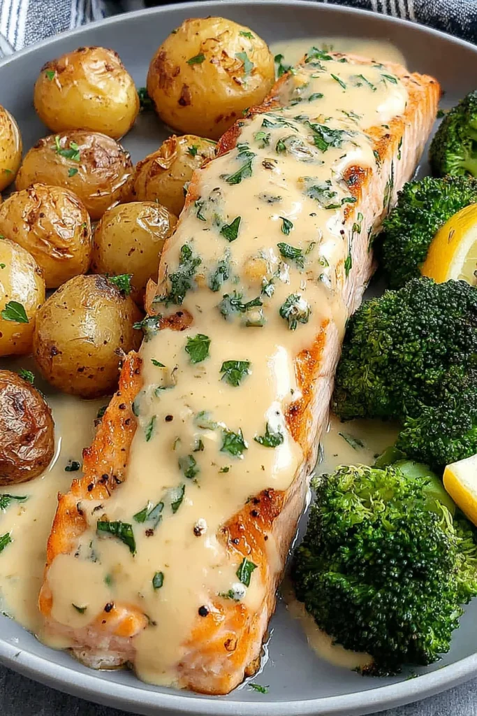 Sheet Pan Lemon Butter Salmon, Potatoes & Broccoli