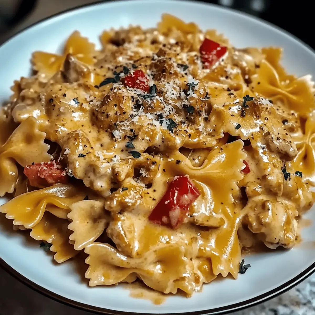 Best Parmesan Roasted Red Pepper Chicken Bowties