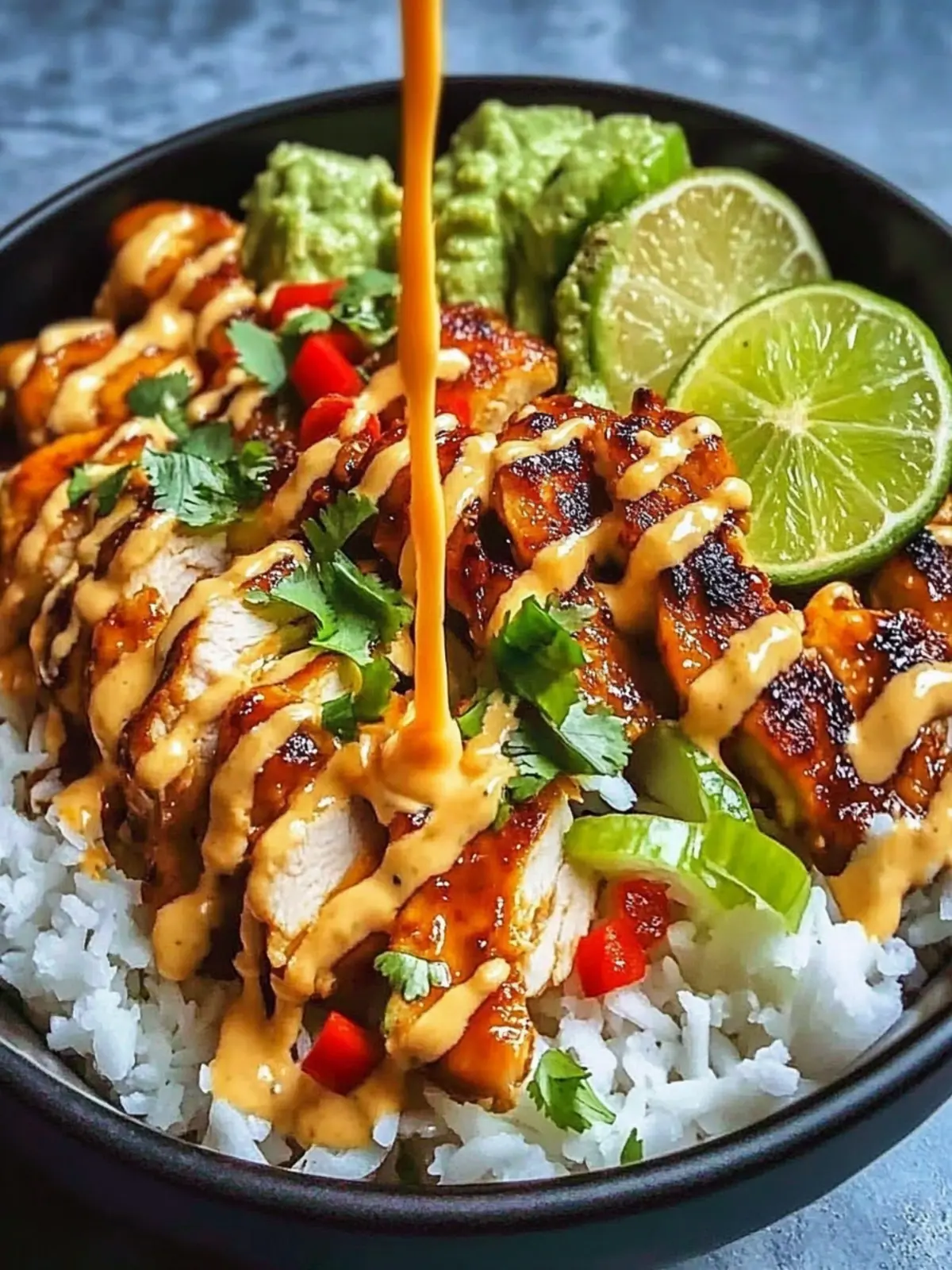 Sweet Chili Chicken Bowl with Coconut Lime Drizzle Recipe