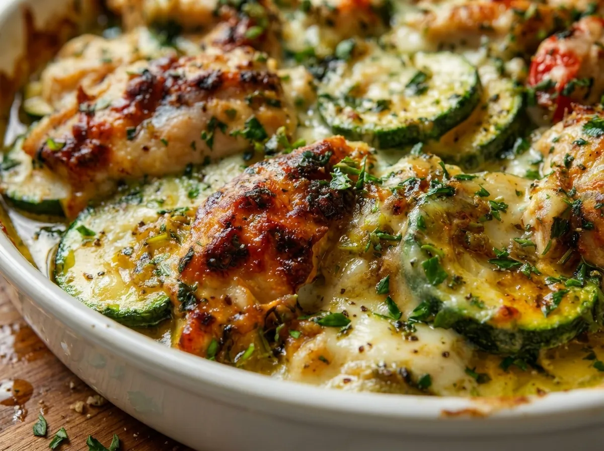 Cheesy Chicken Zucchini Bake