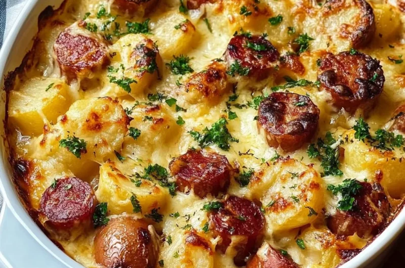 Kielbasa and Cheesy Potato Casserole (Hearty Layered Bake)