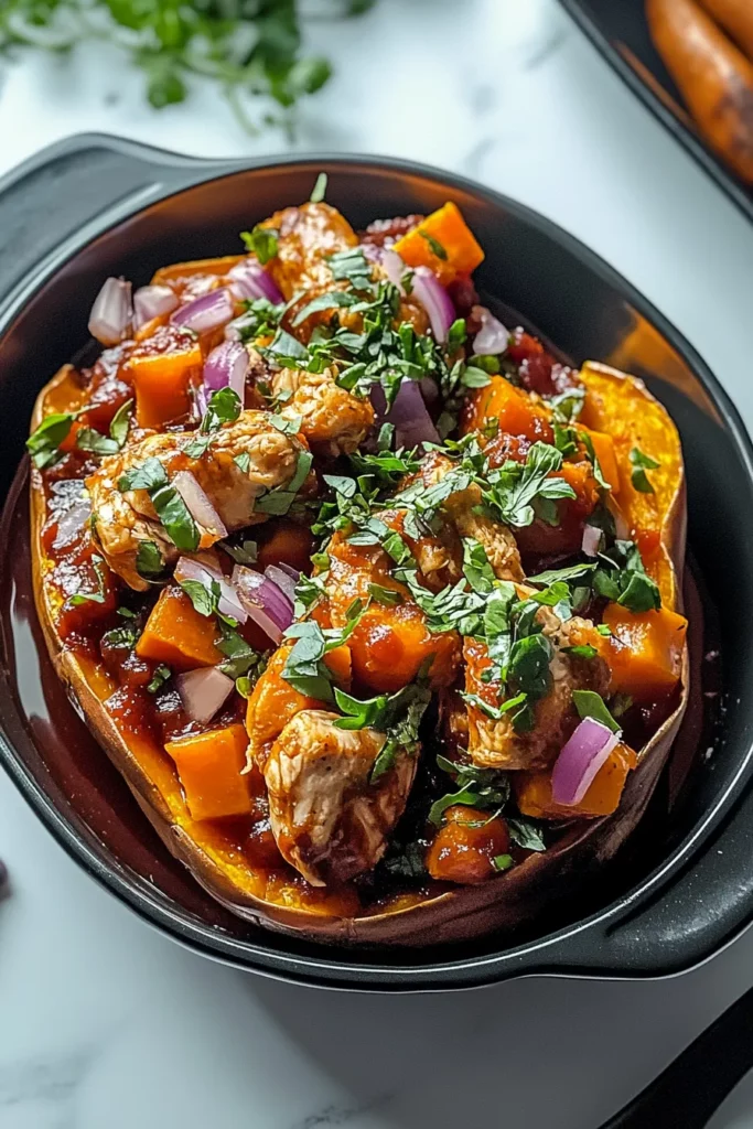 Protein-Packed BBQ Chicken Stuffed Sweet Potatoes
