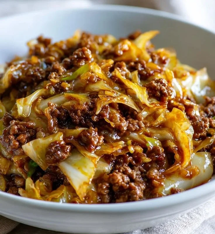 Low Carb Mongolian Ground Beef Cabbage Stir-Fry