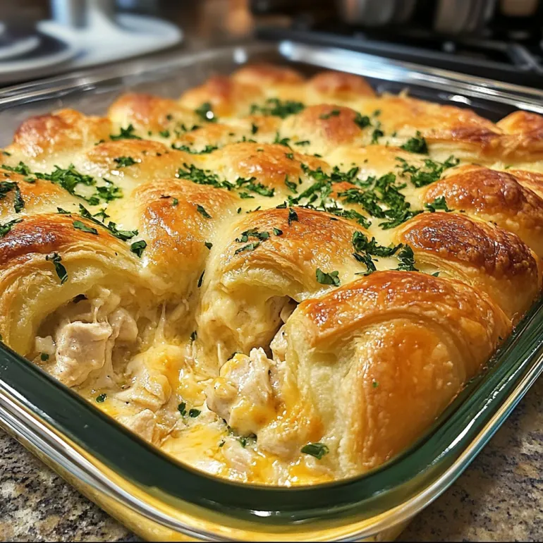 Cheesy Chicken Crescent Bake (Creamy Herb Chicken in Flaky Dough)