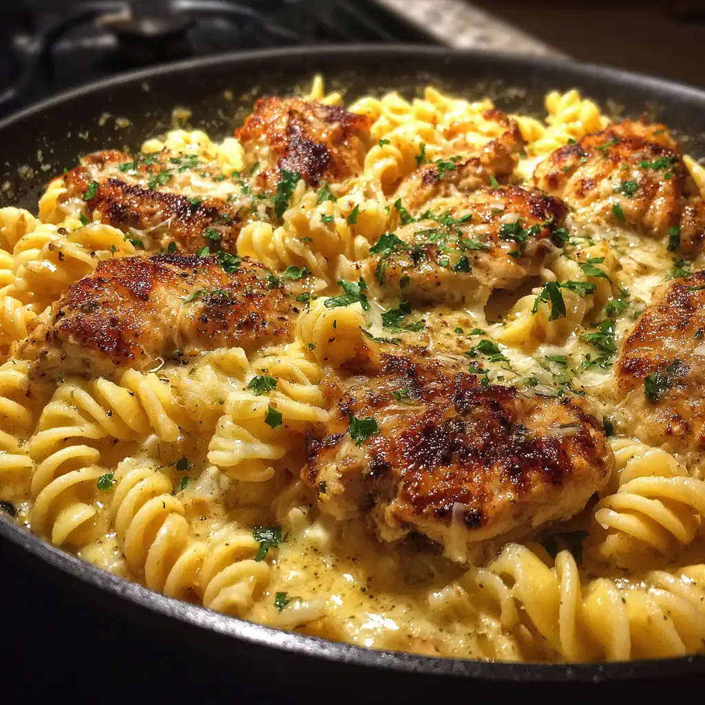 Creamy Garlic Butter Chicken and Rotini