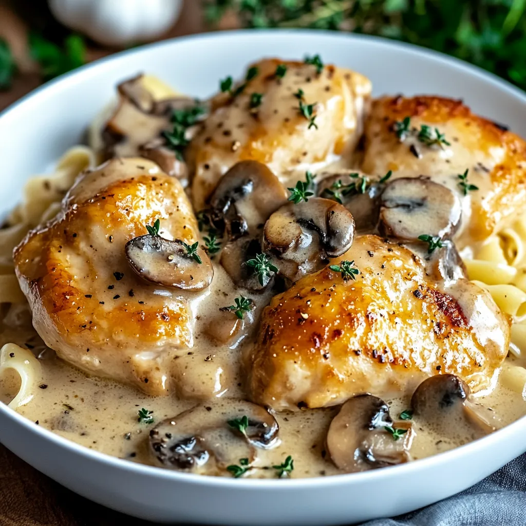 Creamy Asiago Mushroom Chicken (Savory One-Skillet Dinner)