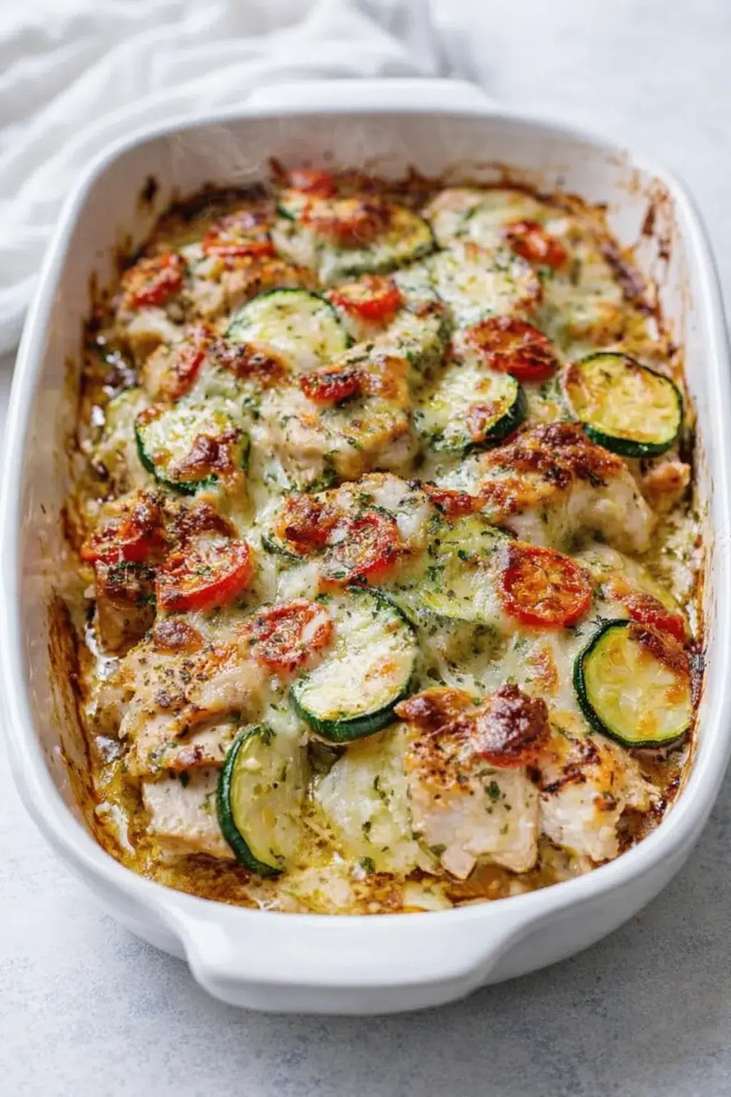 Mediterranean Chicken Zucchini Bake