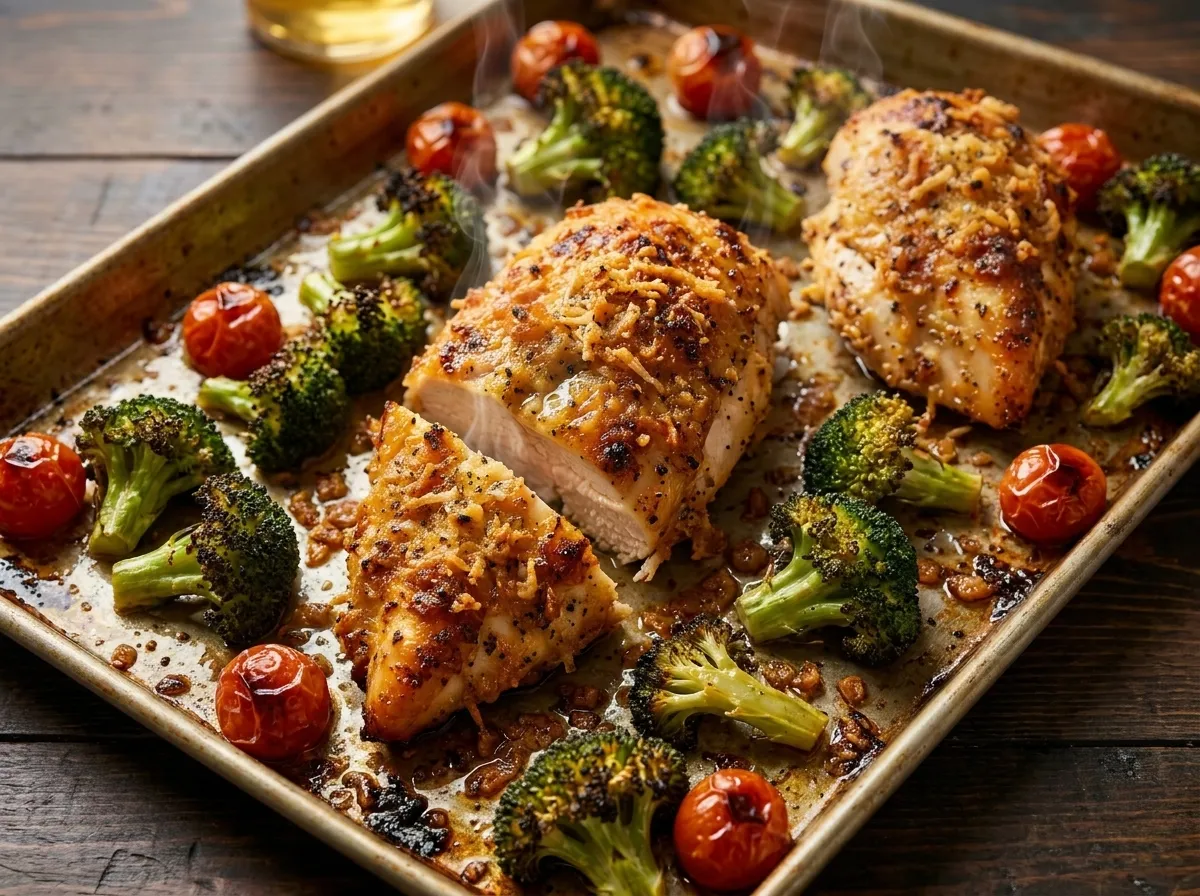 Parmesan Crusted Sheet Pan Chicken Dinner for Busy Weeknights