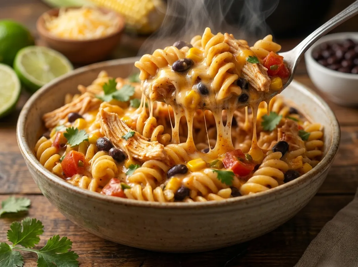 Crockpot Chicken Taco Pasta