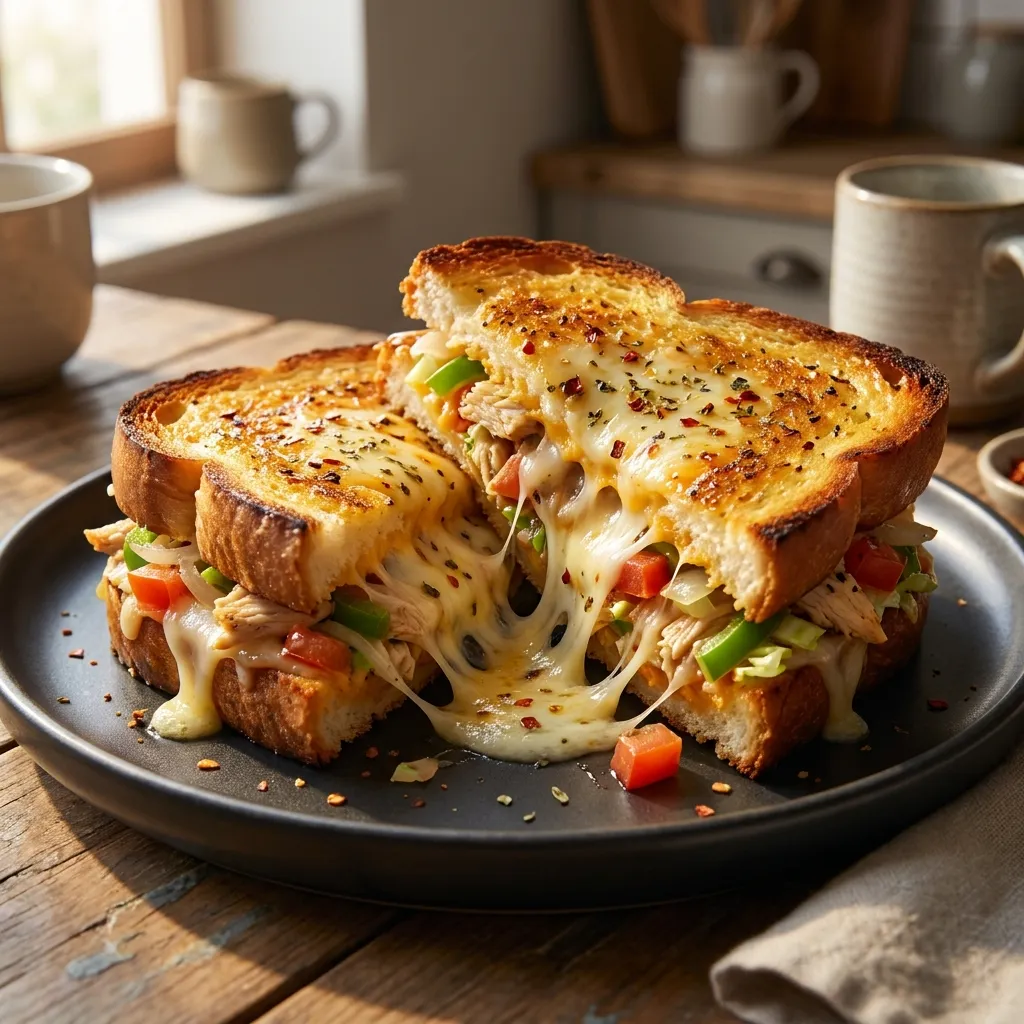 Cheesy Chicken Garlic Bread Sandwich