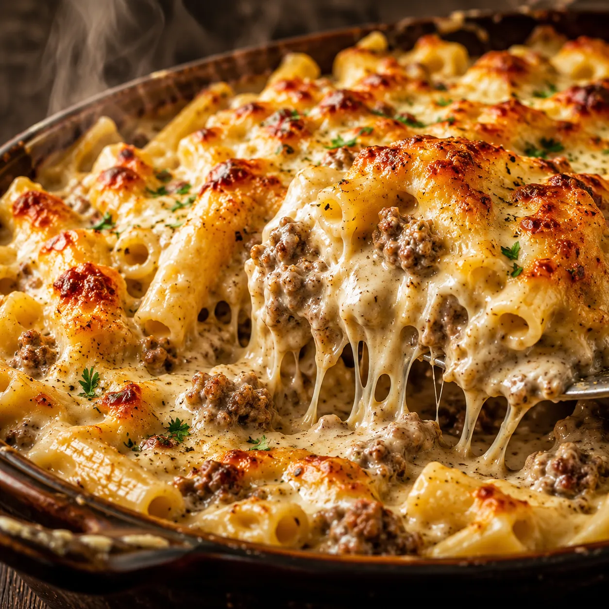 Creamy Beef Alfredo Ziti Casserole for Easy Family Dinners