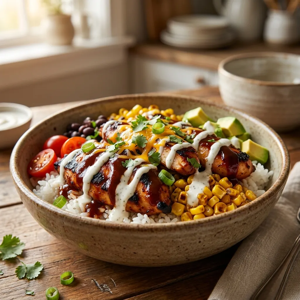 Easy BBQ Chicken Ranch Bowls