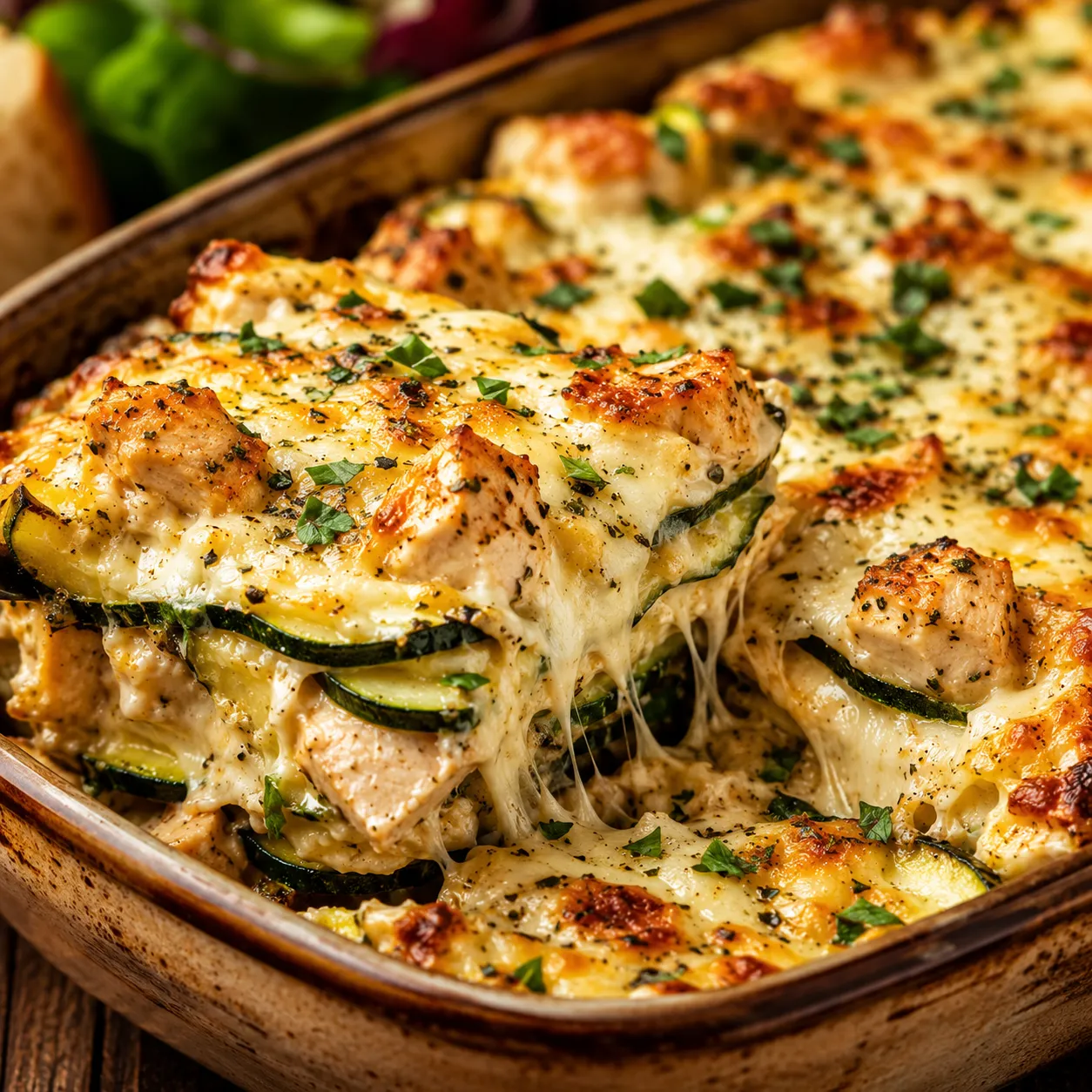 High Protein Chicken Zucchini Bake