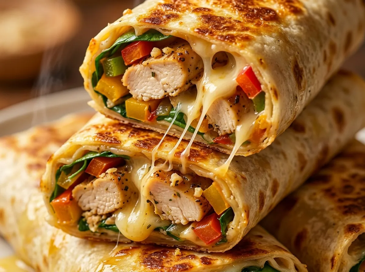 Cheesy Garlic Chicken Wraps
