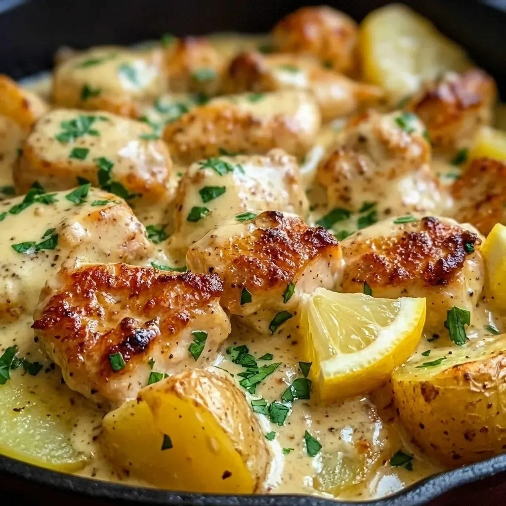 High-Protein Creamy Garlic Cheesy Chicken and Potatoes