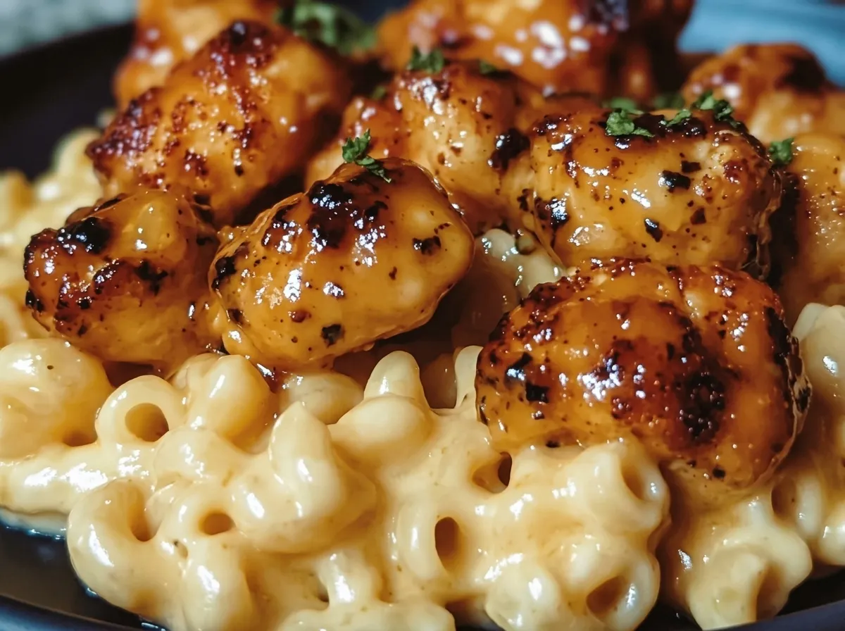 Honey Pepper Chicken with Creamy Mac and Cheese
